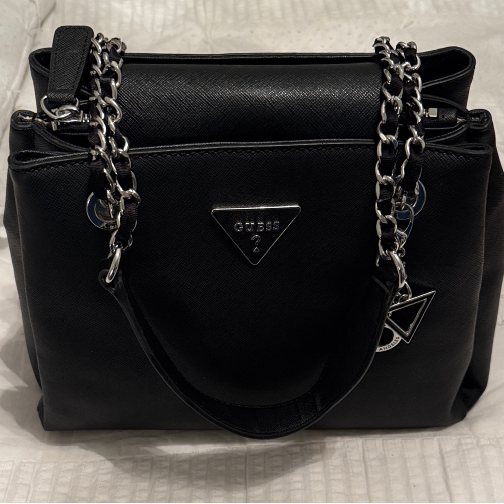 Guess Black Shoulder Bag with Chain Straps